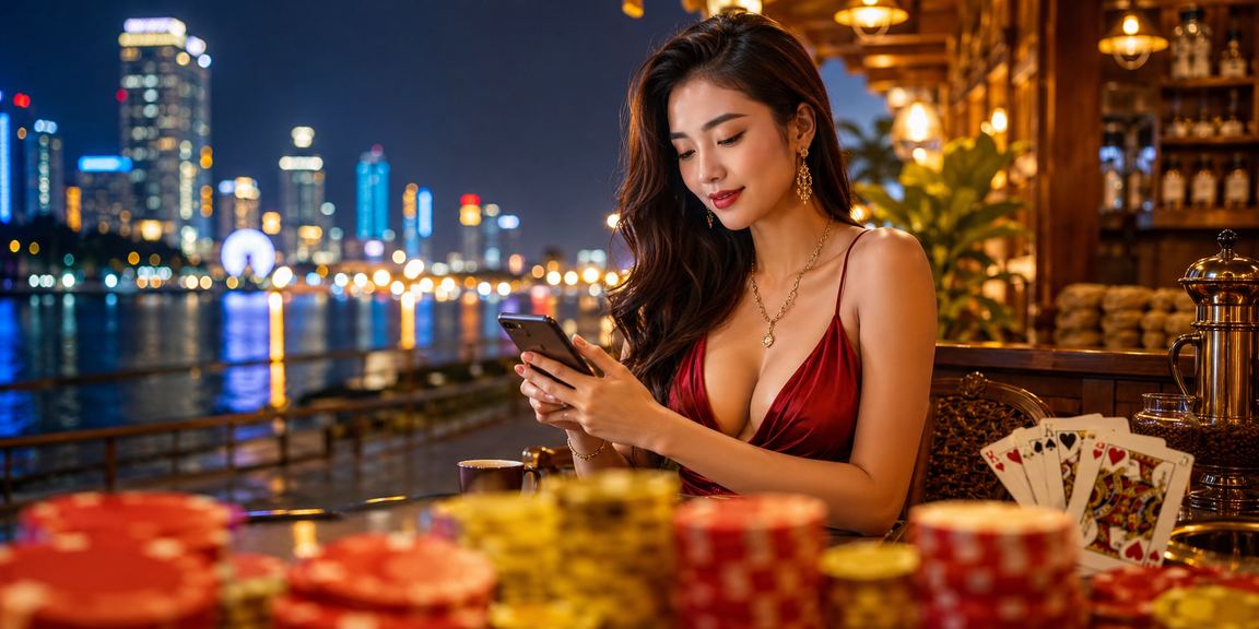 Nhóm bạn tại Đà Nẵng chơi bài và thảo luận về chiến thuật cá cược tại quán cà phê buổi tối